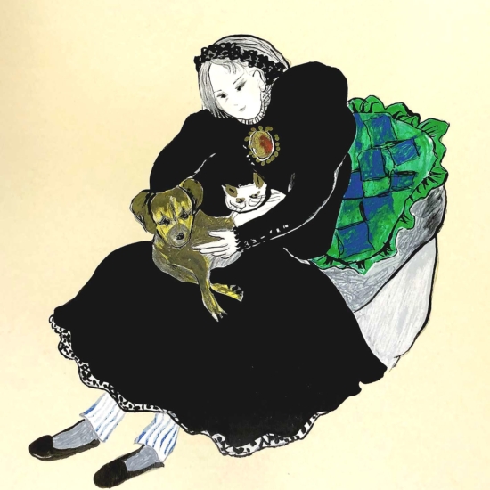 フジコ・ヘミングの絵画作品　タイトルは、捨てられた動物たち